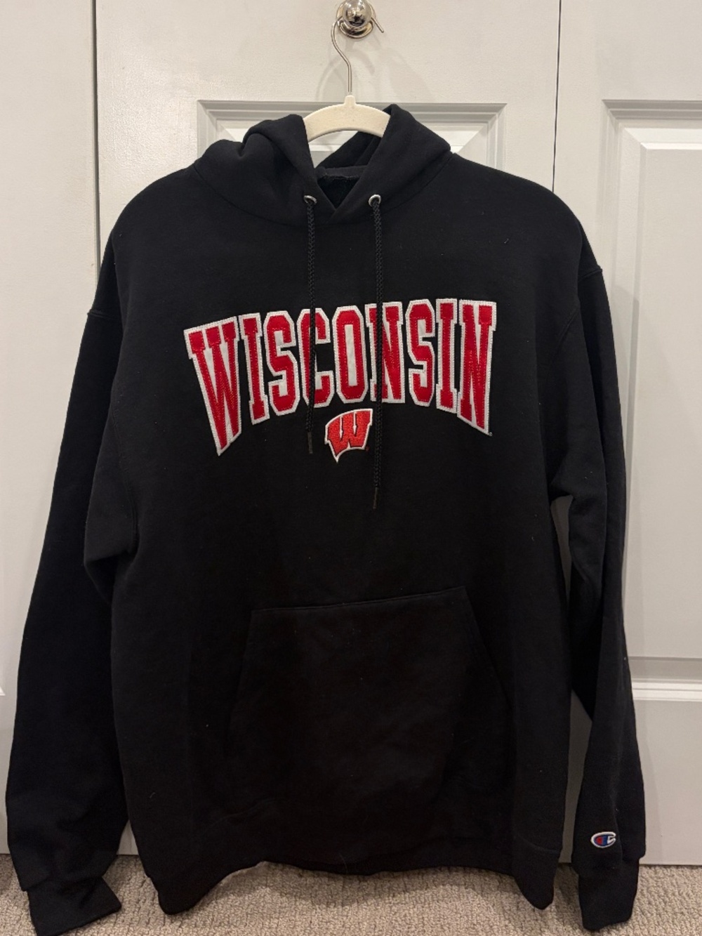 Unisex Champion Wisconsin Hooded Sweatshirt (Black)